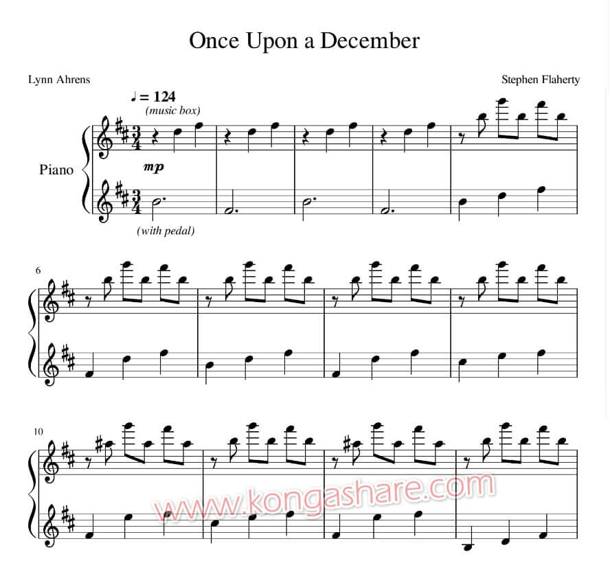 anastasia once upon a december sheet music